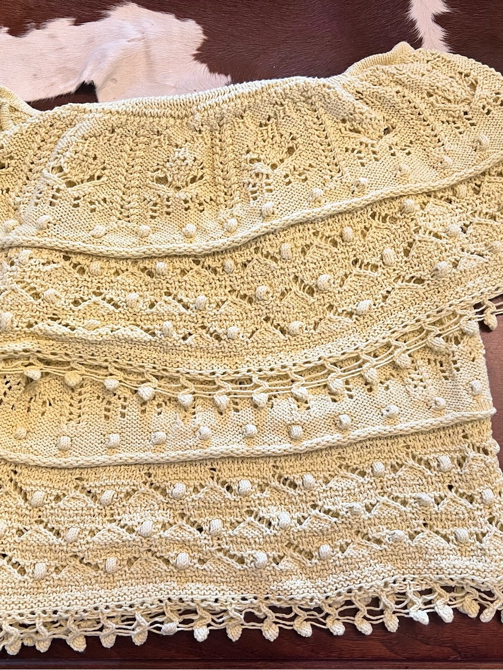 Zara Women’s Pale Yellow Knit Lace Crochet Sweater
